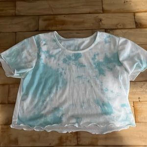 Teal & White Tye Dye Crop Top